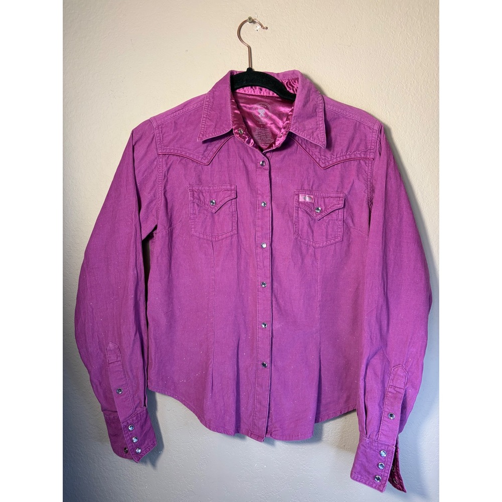 Wrangler 20X Ultra Fit Purple Corduroy‎ Western Shirt Women's Small Pearl Snap